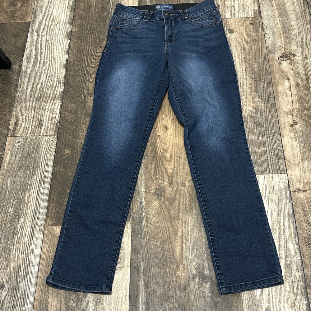 Democracy Jeans Womens Blue
Dark Wash Ab Solution Elastic
Waist Jean SZ 4